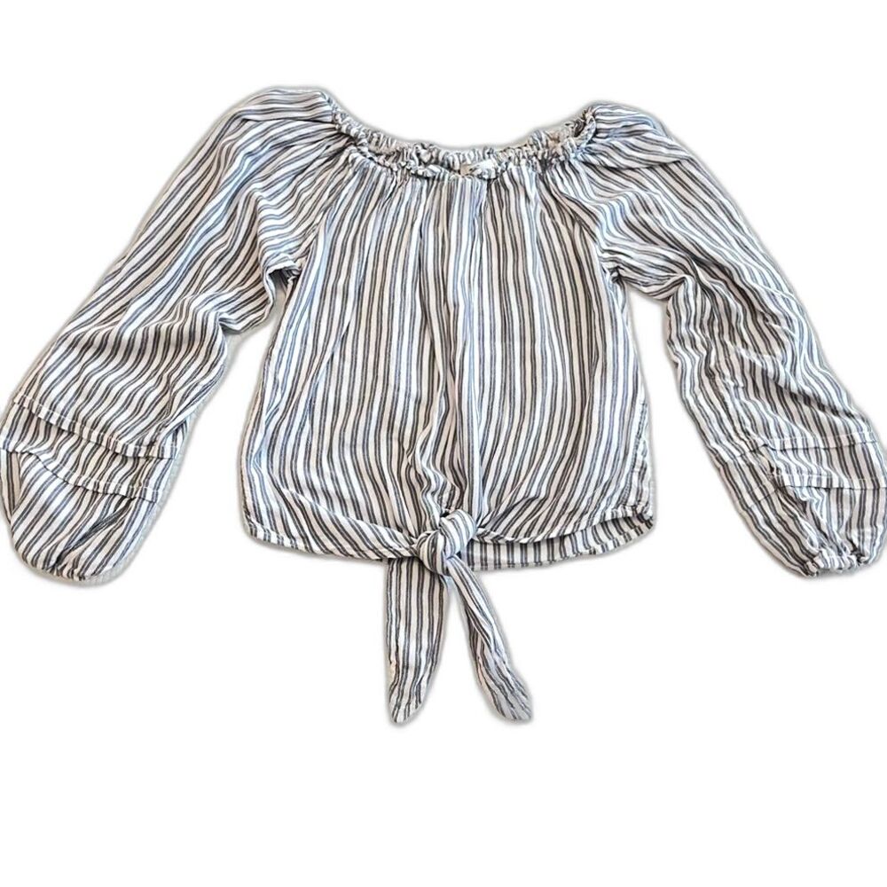 Hollister Y2K Striped Peasant Top Small Blue Festival Fairy Boho Summer Western